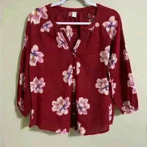 Old Navy Floral Blouse - Red and Pink